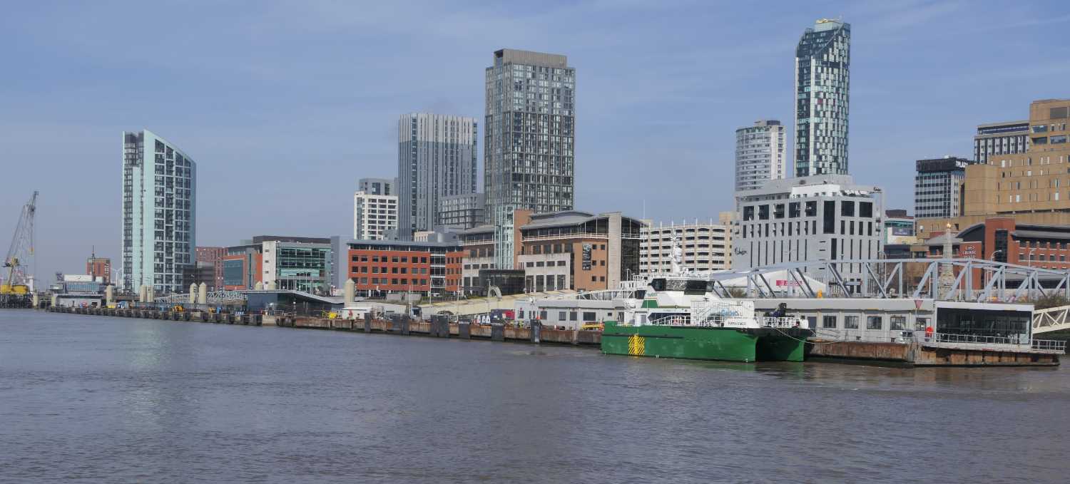 Liverpool waterfront looking north towards the north Liverpool docks